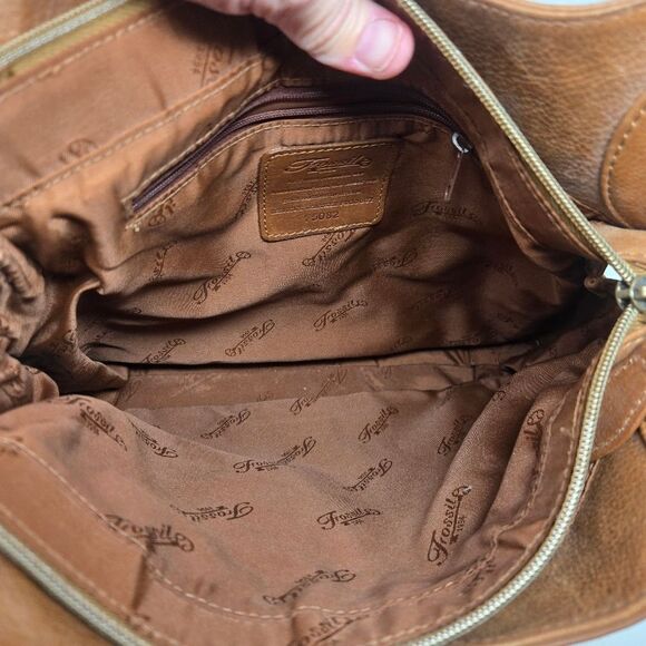 FOSSIL Vintage Brown Leather Shoulder Hobo Bag Purse Key 75082 Boho Hippie - Picture 7 of 14